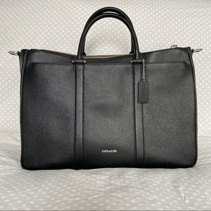 Coach Factory Black Leather Briefcase with Strap